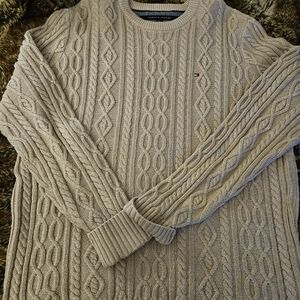 Tommy Hilfiger Men's Beige Cable Knit Sweater